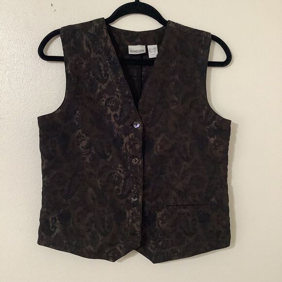 Brown Paisley Whimsigoth Dark Cottagecore Fairy Grunge Dark Academia Vest S - Picture 1 of 8